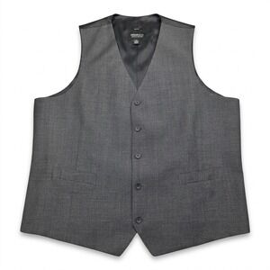 Awearness Kenneth Cole Mens Vest XXL Gray Wool Slim Fit Suit Waistcoat Solid